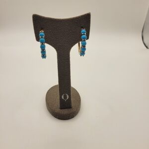 Sterling silver with gold vermeil blue turquoise statement hoops